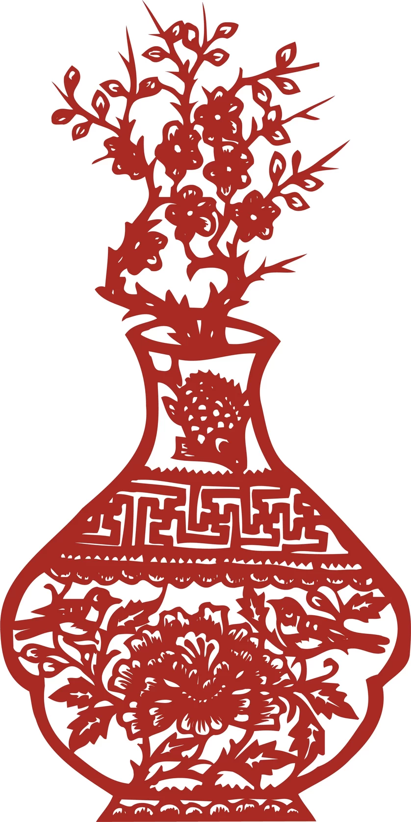 中国风中式传统喜庆民俗人物动物窗花剪纸插画边框AI矢量PNG素材【992】
